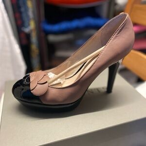 Leather Nude Platform Heels